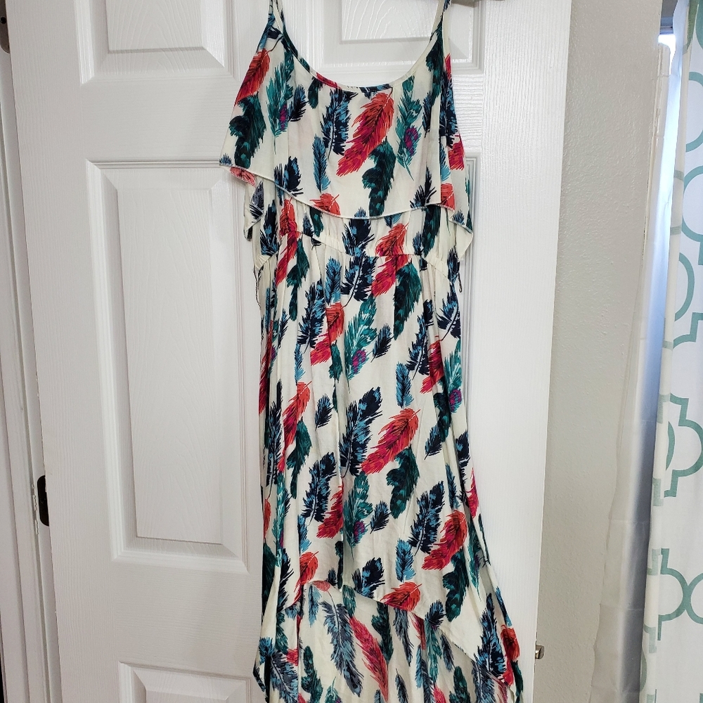 Feather high-low dress